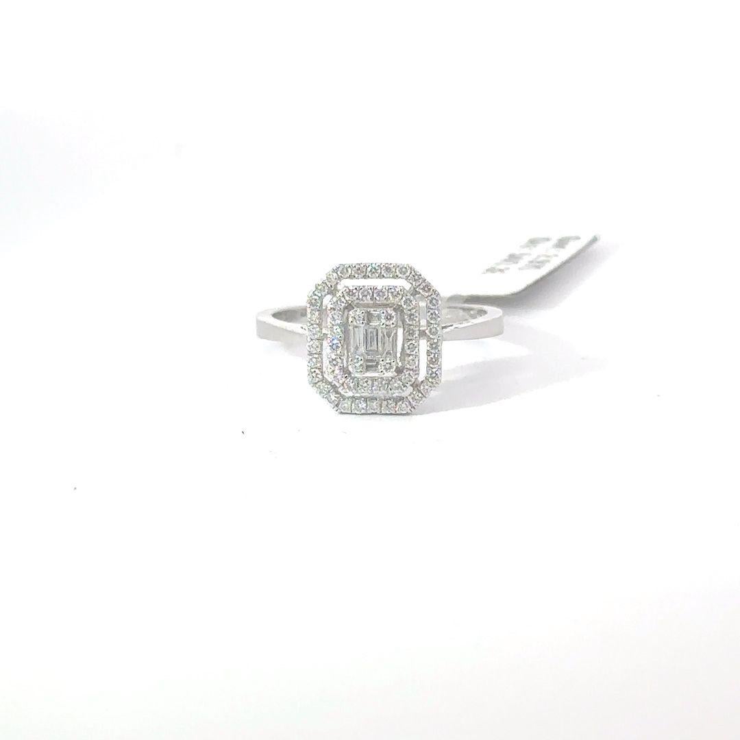 Baguette Cut Baguette With Halo White Diamond Ring For Sale