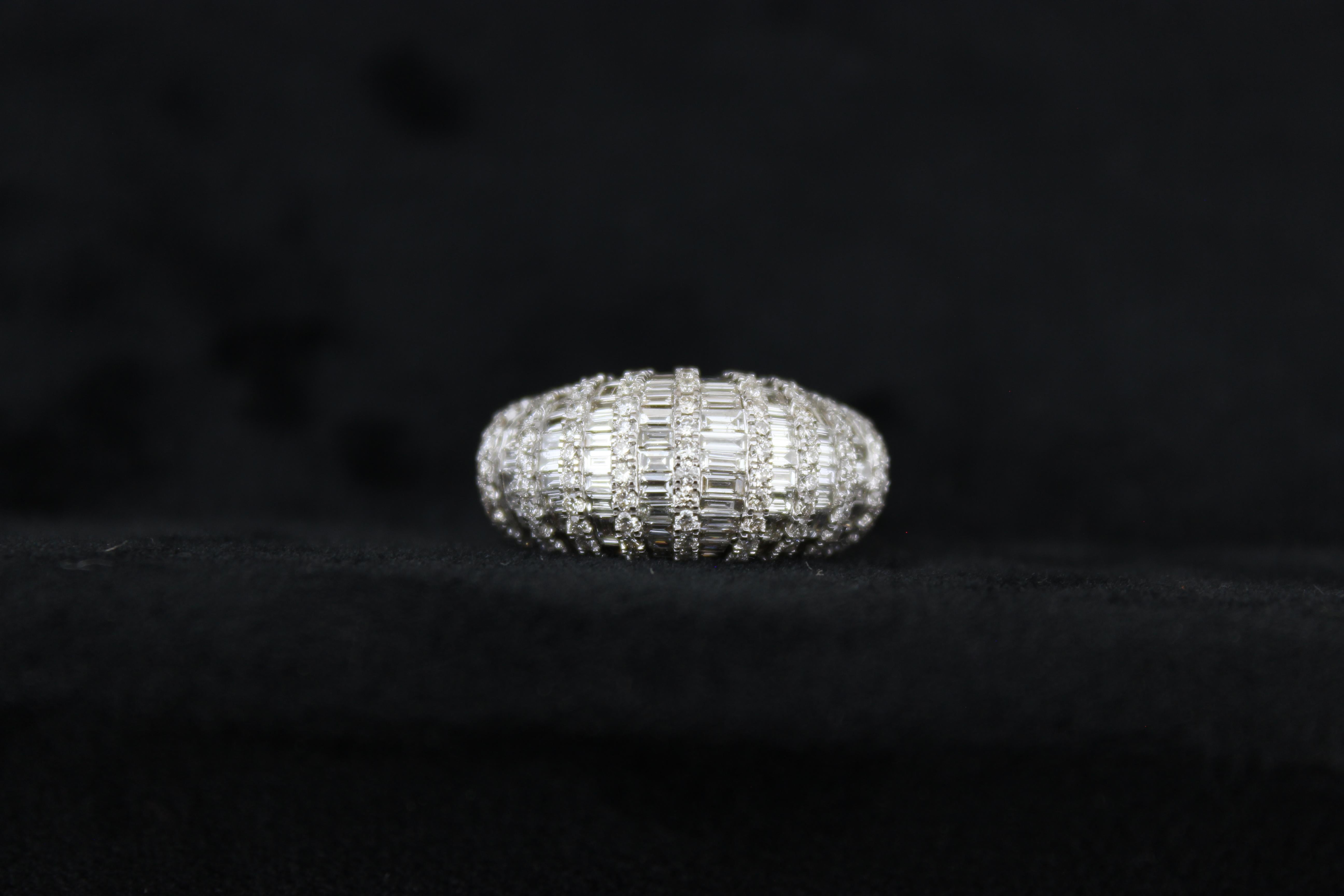 For Sale:  Baguettes and Round Diamond Ring in 18k Solid Gold 11