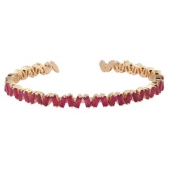 Baguettes Shaped Ruby Bangle Made In 18k Gold