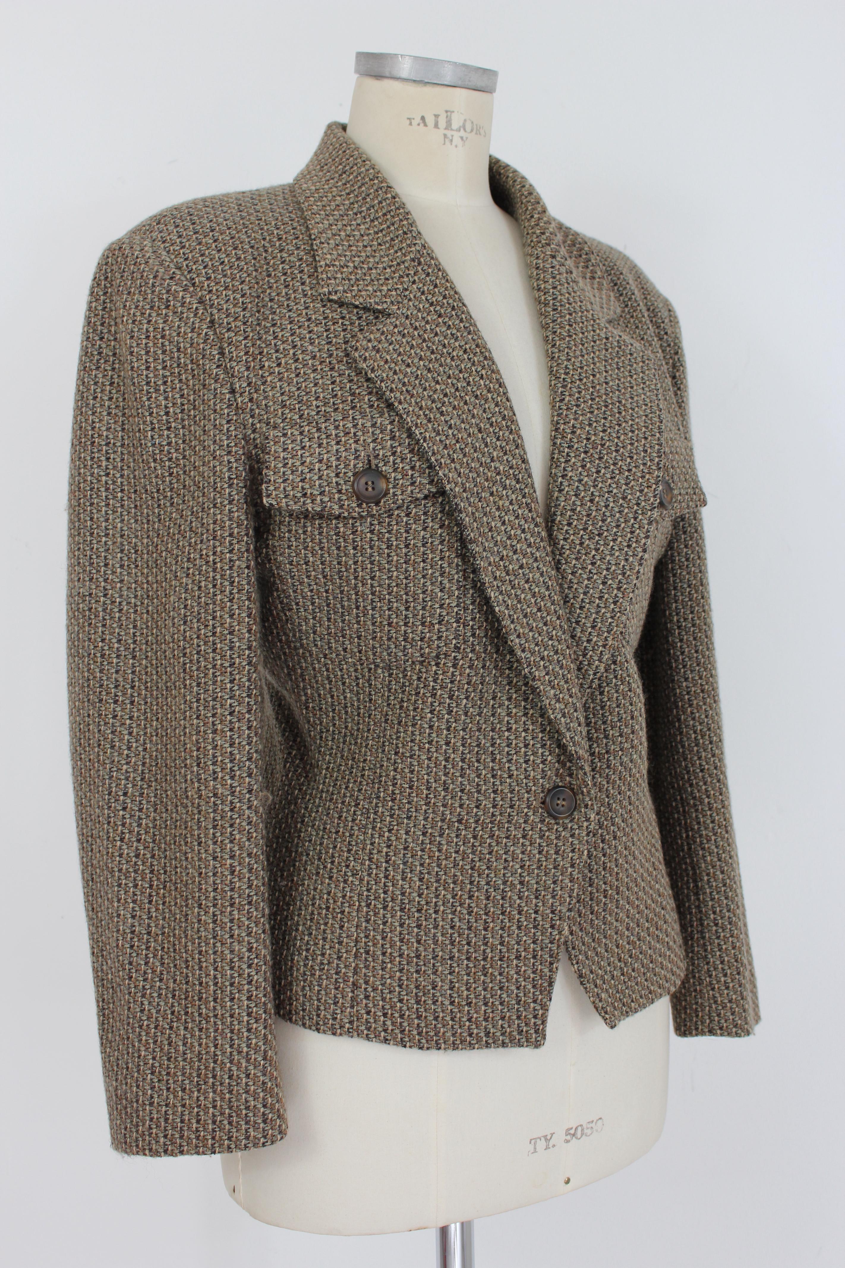 Bagutta Brown Beige Wool Tweed Jacket 1980s In Excellent Condition In Brindisi, Bt