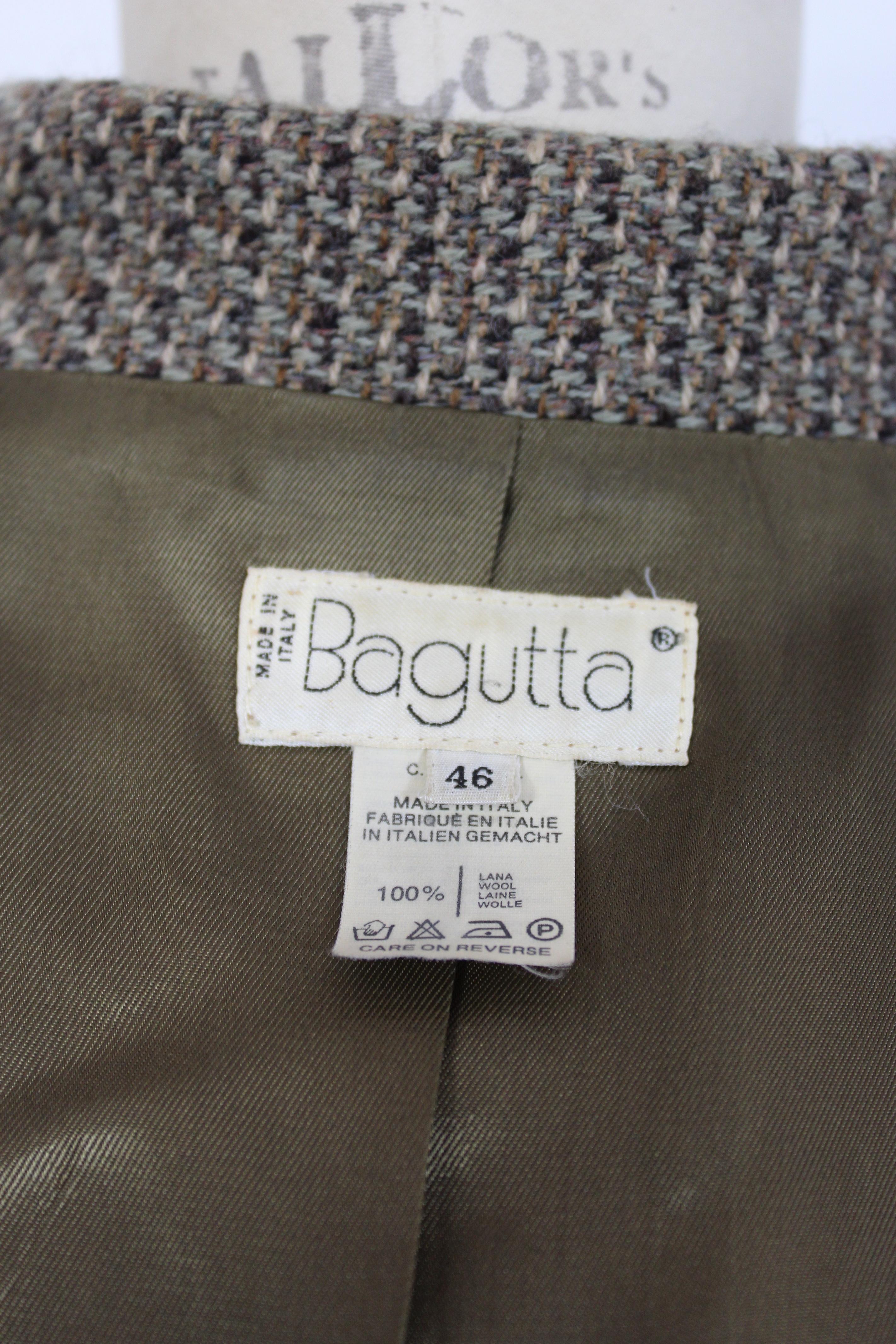 Bagutta Brown Beige Wool Tweed Jacket 1980s 1