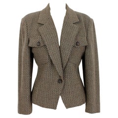 Bagutta Brown Beige Wool Tweed Jacket 1980s