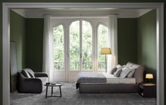 'BAGUTTA' King Size Bed with Leather Bed Frame and Cushion-Like Headboard