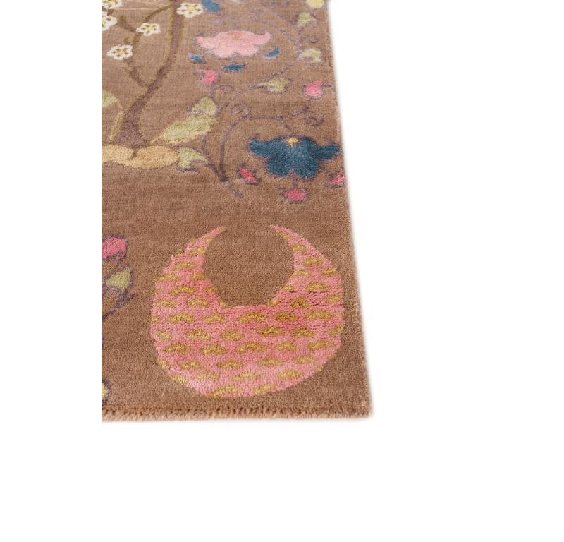 Mid-Century Modern Bahaar Peach dust & Amethyst 150x240 cm Handknotted Rug For Sale