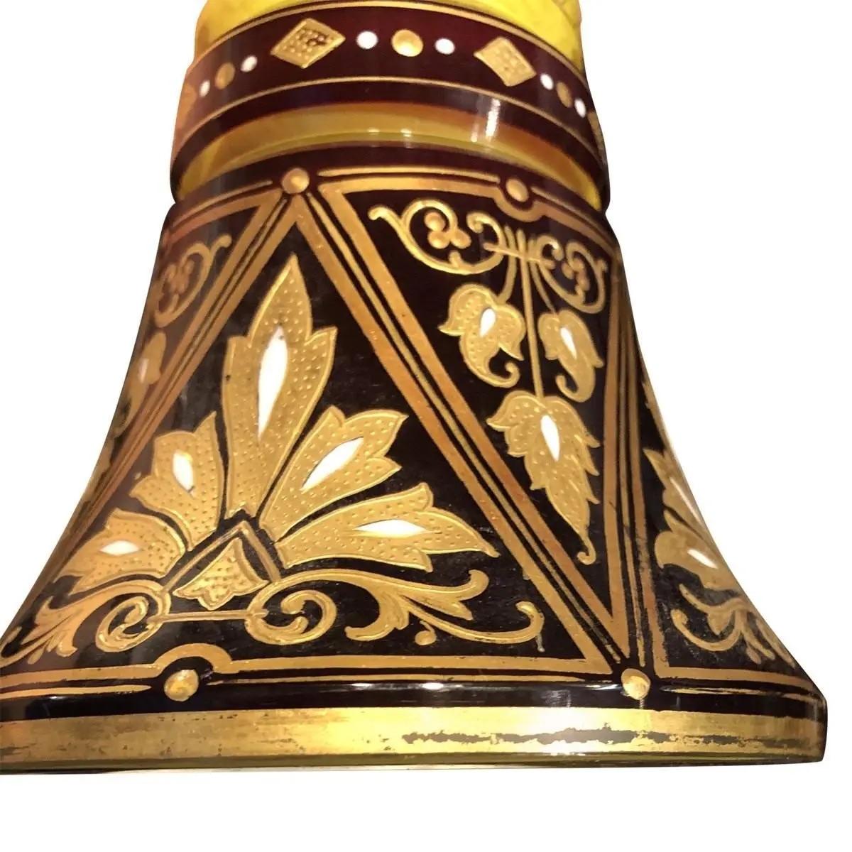 Bahamian Cut and Enameled Vase, Late 19th Century In Good Condition For Sale In Pasadena, CA