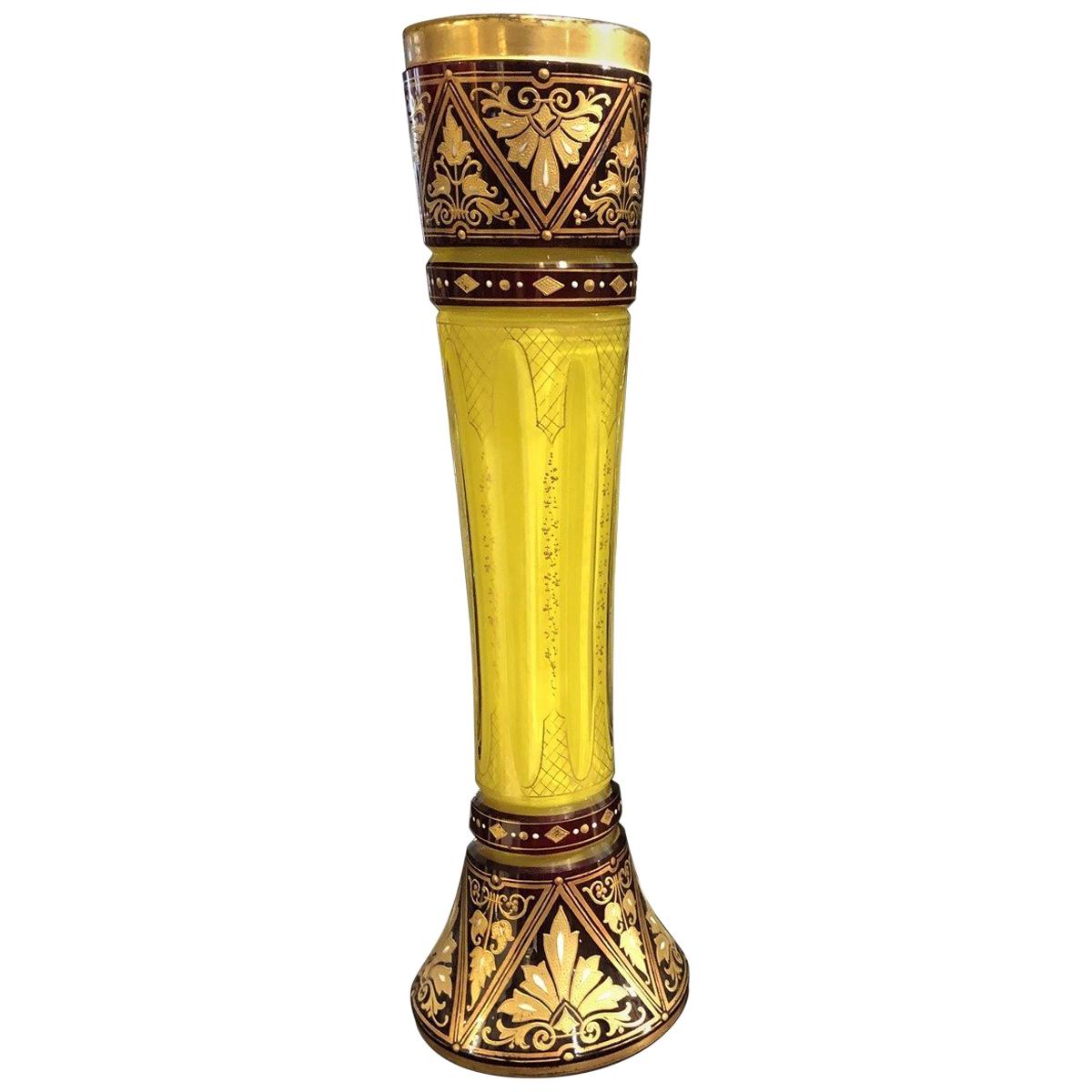 Bahamian Cut and Enameled Vase, Late 19th Century For Sale