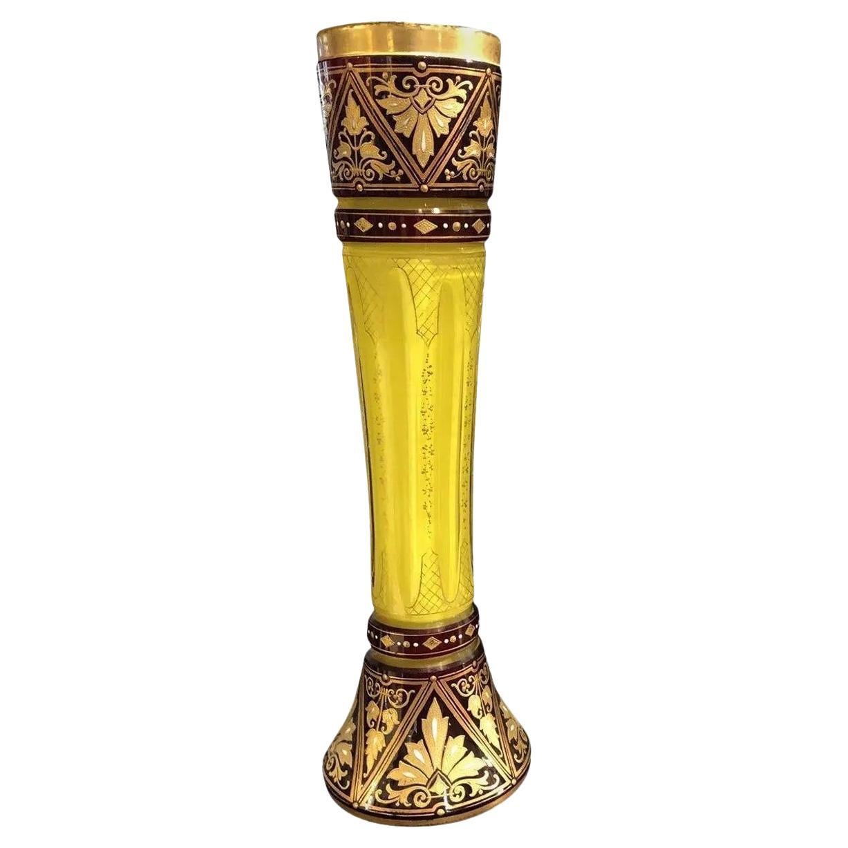 Bahamian Cut and Enameled Vase, Late 19th Century