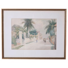 Bahamian Street Scene Watercolor Painting by Hartwell Leon Woodcock