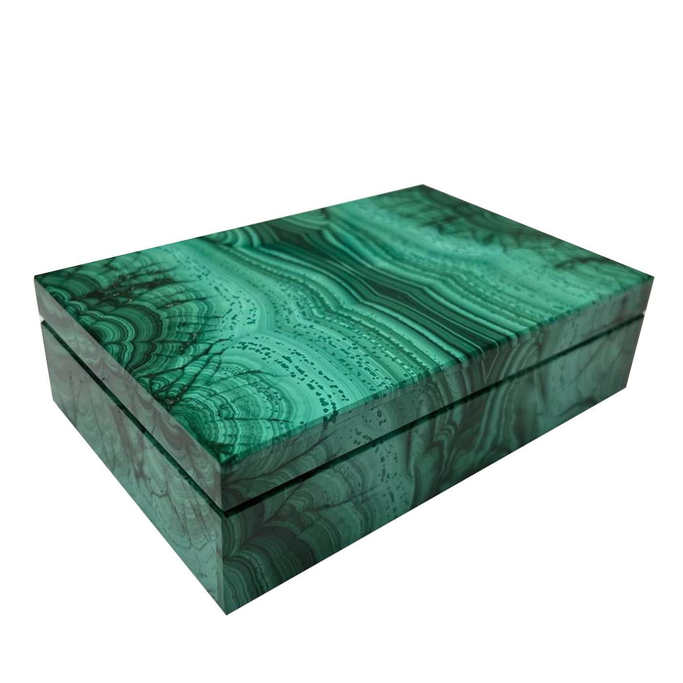 Multi-pierres Boîte à bijoux Bahria en malachite par Obsydian Stone en vente