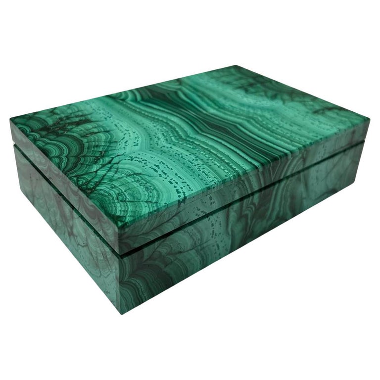 Obsydian Stone Bahria Malachite Jewelry Box, New
