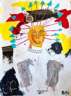 Indian Chief by African American artist Bai, Contemporary Work on Paper