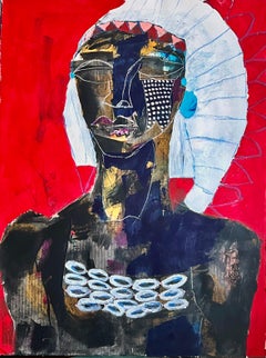 The Black Indian Chief by African American Artist Bai, Contemporary Art on Paper