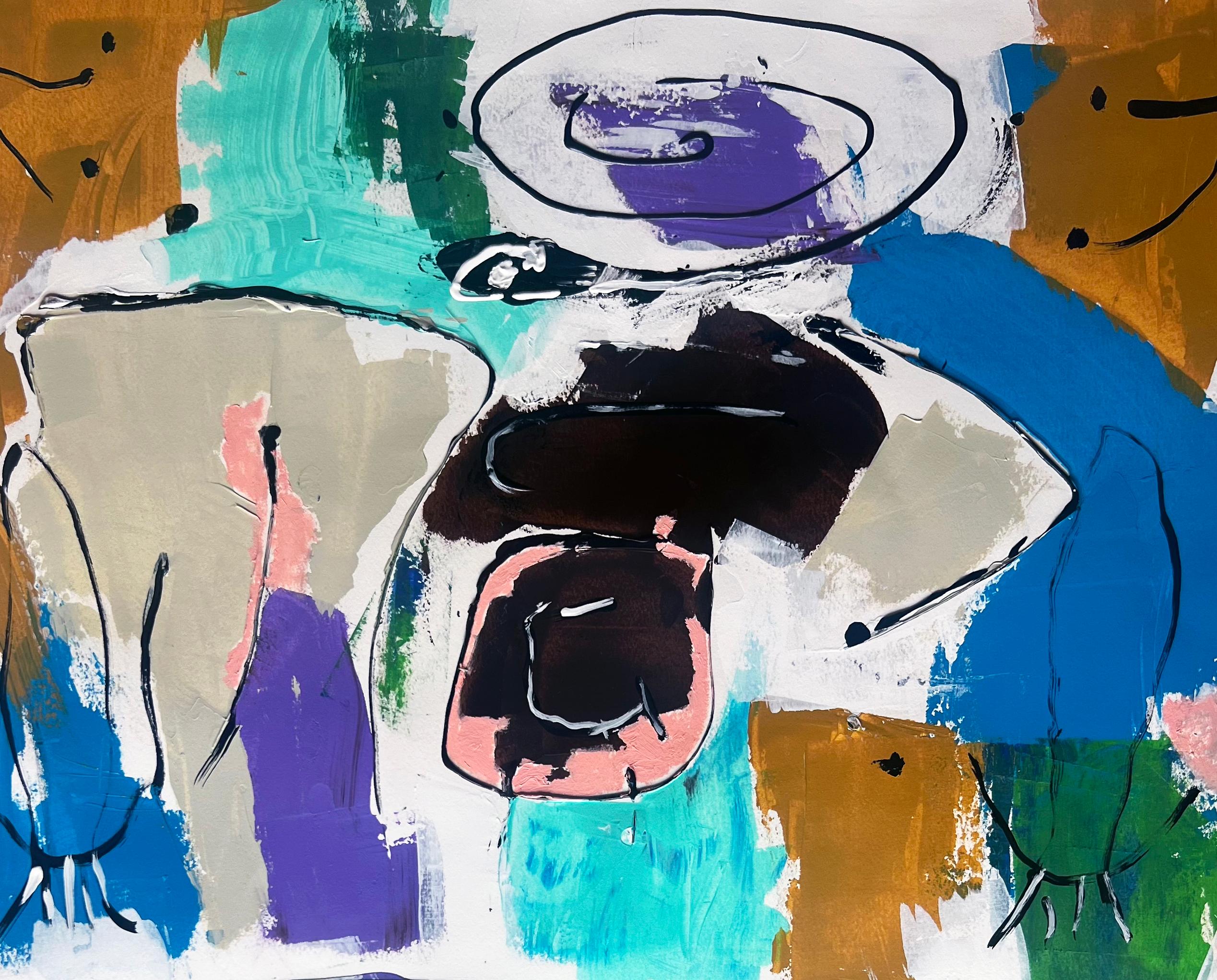 Live Composition I by African American Artist Bai,  Painting on Paper - Abstract Print by Bai (Carl Karni-Bain)