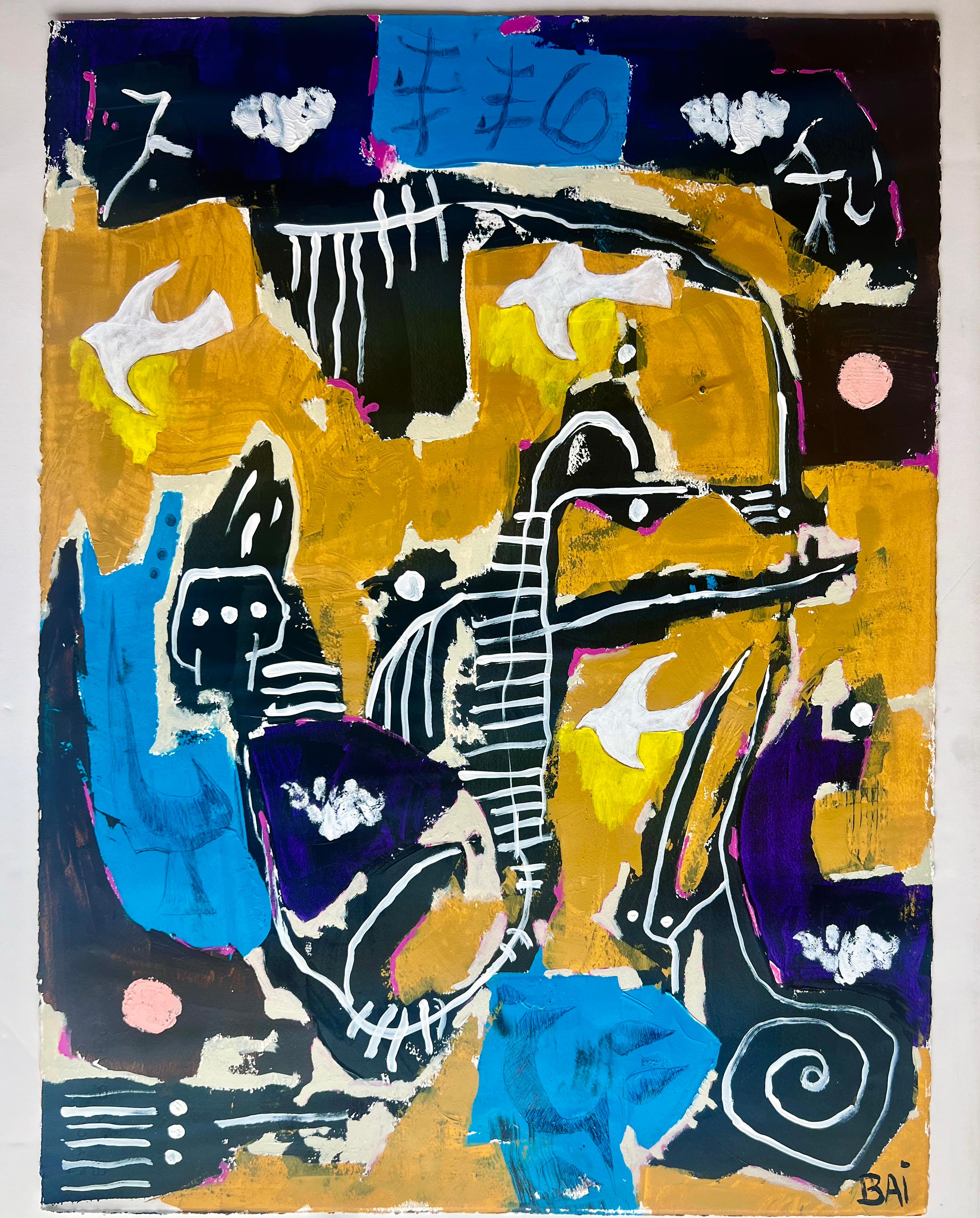 Live Composition II by African American Artist Bai, Work on Paper