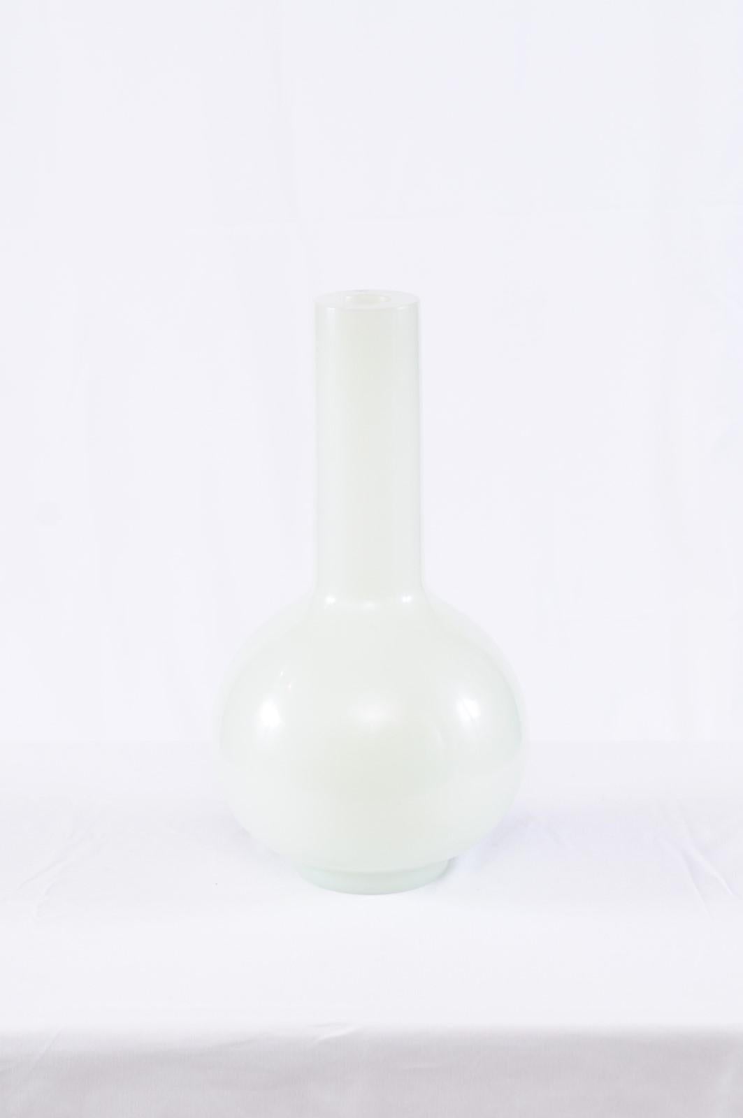 Bai Jade Traditional Peking Glass Vase, Robert Kuo 1
