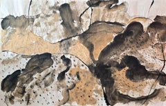 Untitled II (Chinese Ink Wash on hand-made Paper, Modern, Earth Tones)