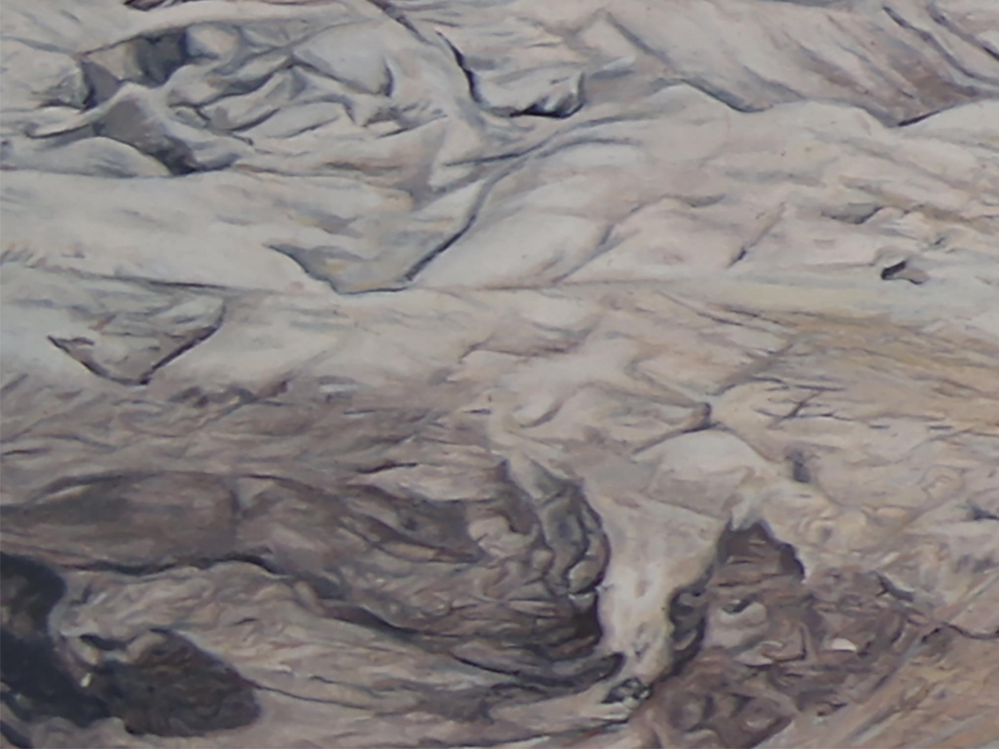 Figuratives Landschaftsgemälde – Der Fluss mit Bergen (Zeitgenössisch), Painting, von Bai Shuai