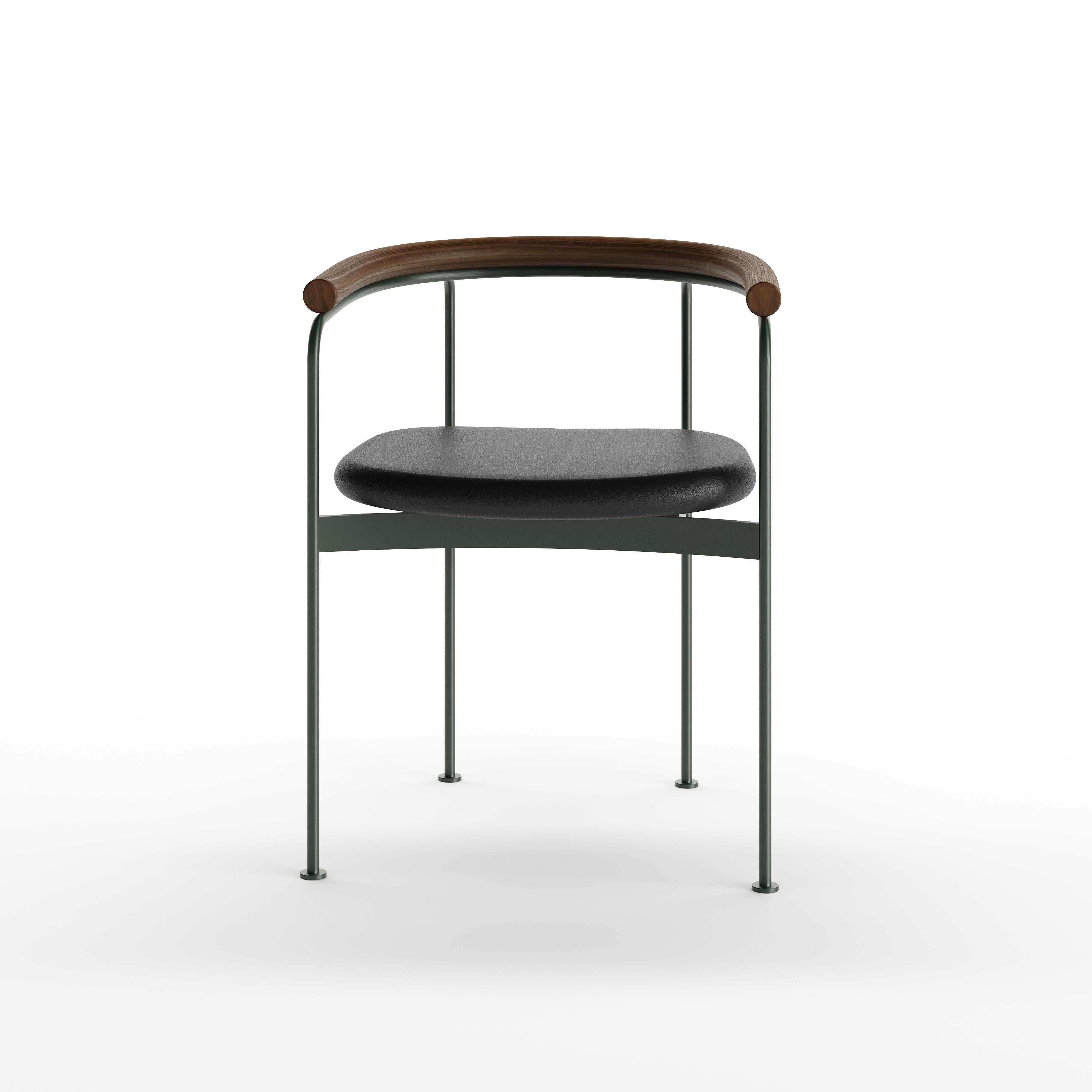 Baia Grüner Stuhl von Kensaku Oshiro, Nussbaum, Leder (Skandinavische Moderne) im Angebot