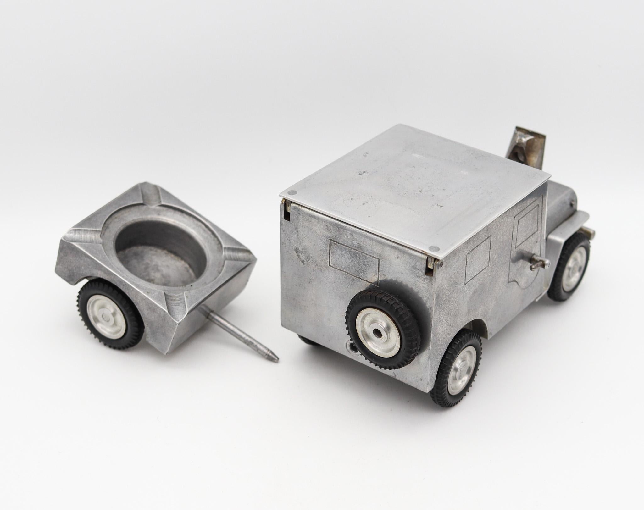 Hand-Crafted Baier German 1947 Army Truck Lighter Cigarette Holder And Ashtray In Aluminum For Sale