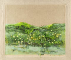 Baihai Zhang Landscape Original Oil On Canvas "Firefly Forest" (Paysage original à l'huile sur toile)