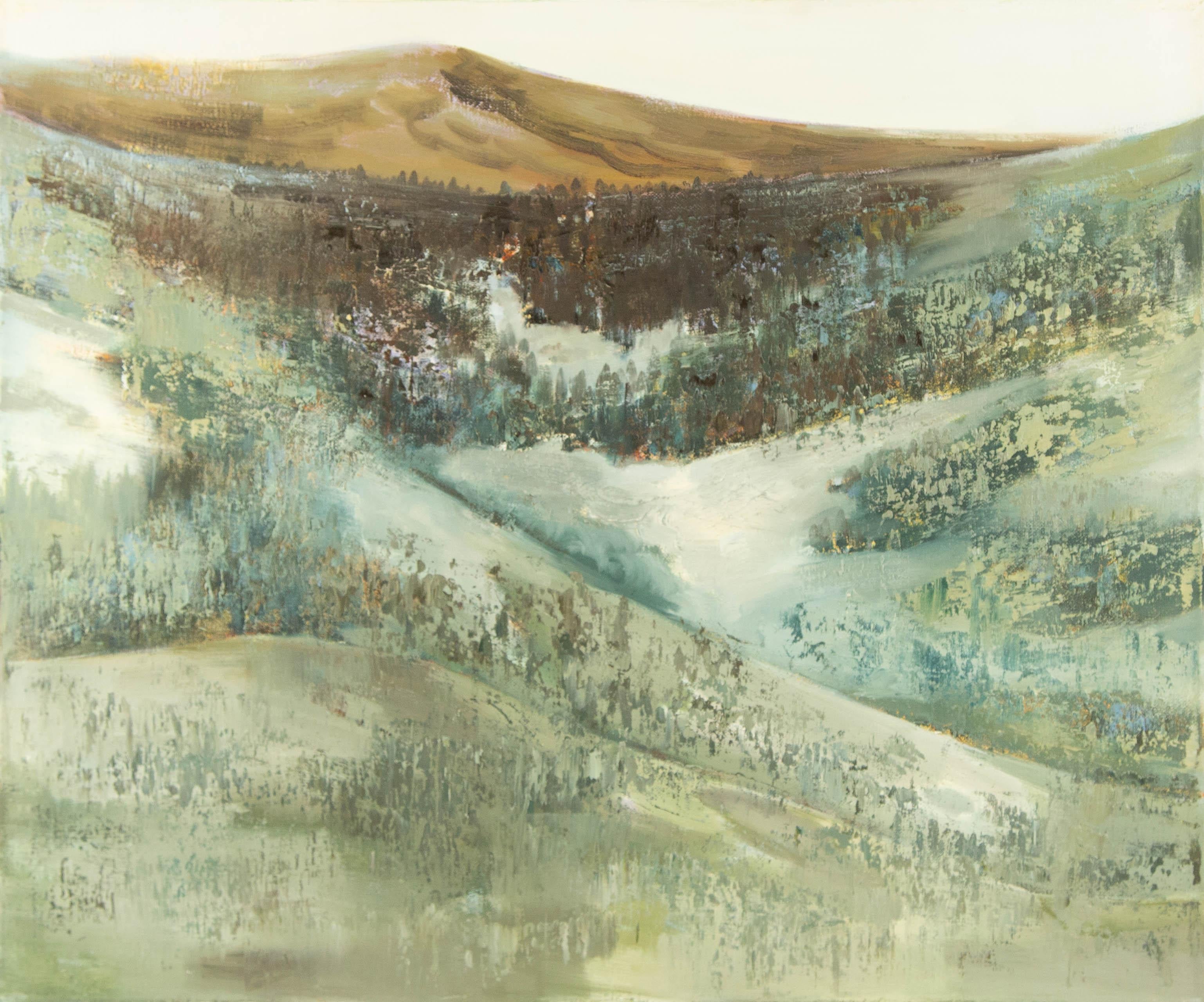 Baihai Zhang Landscape Original Oil On Canvas "Mountain in Winter" (Montagne en hiver)