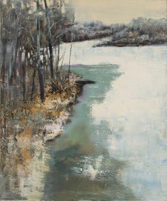 Baihai Zhang Landscape Original Oil On Canvas "Riverbank"