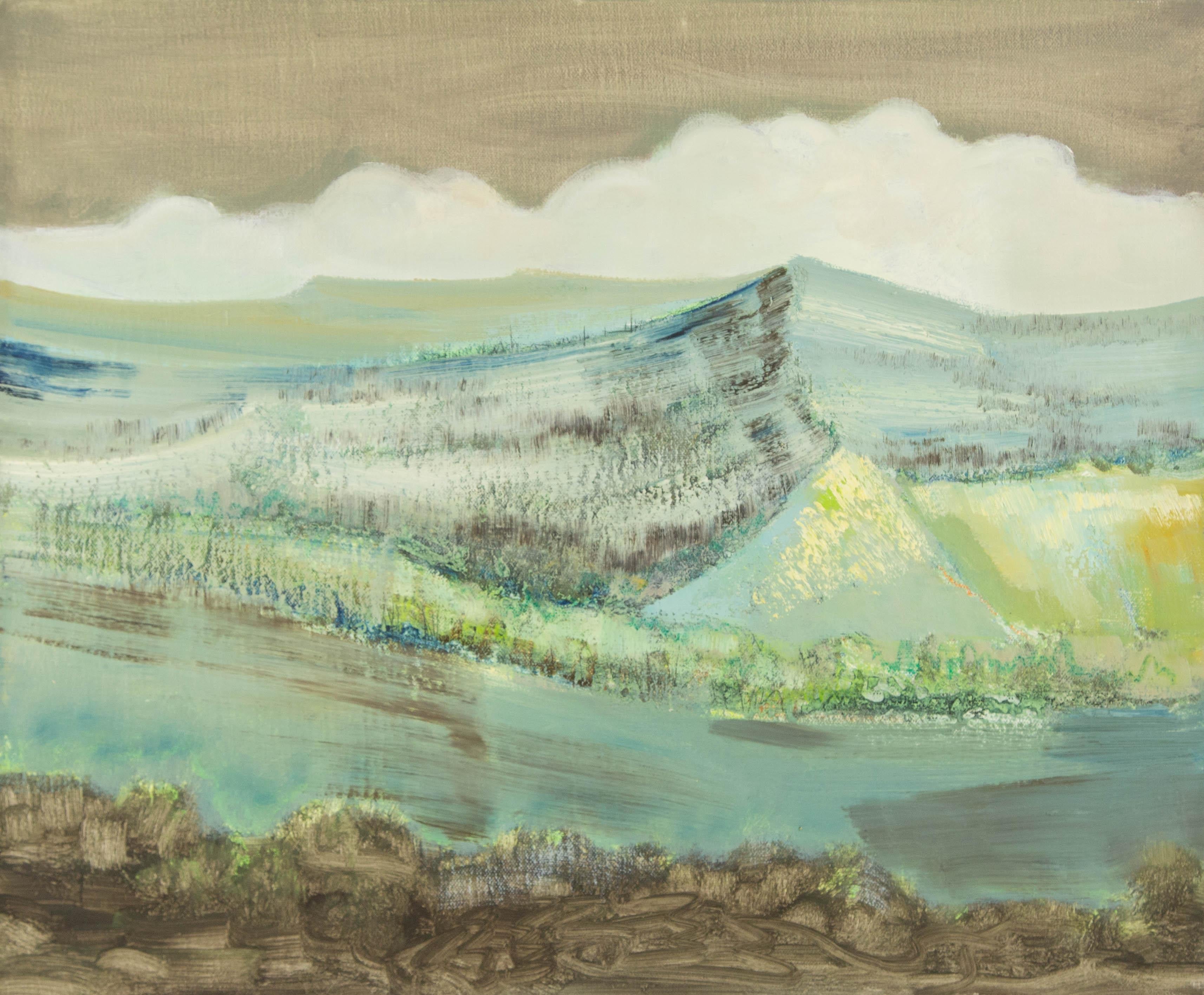 Baihai Zhang Landscape Original Oil On Canvas "Turqoise Mountains"