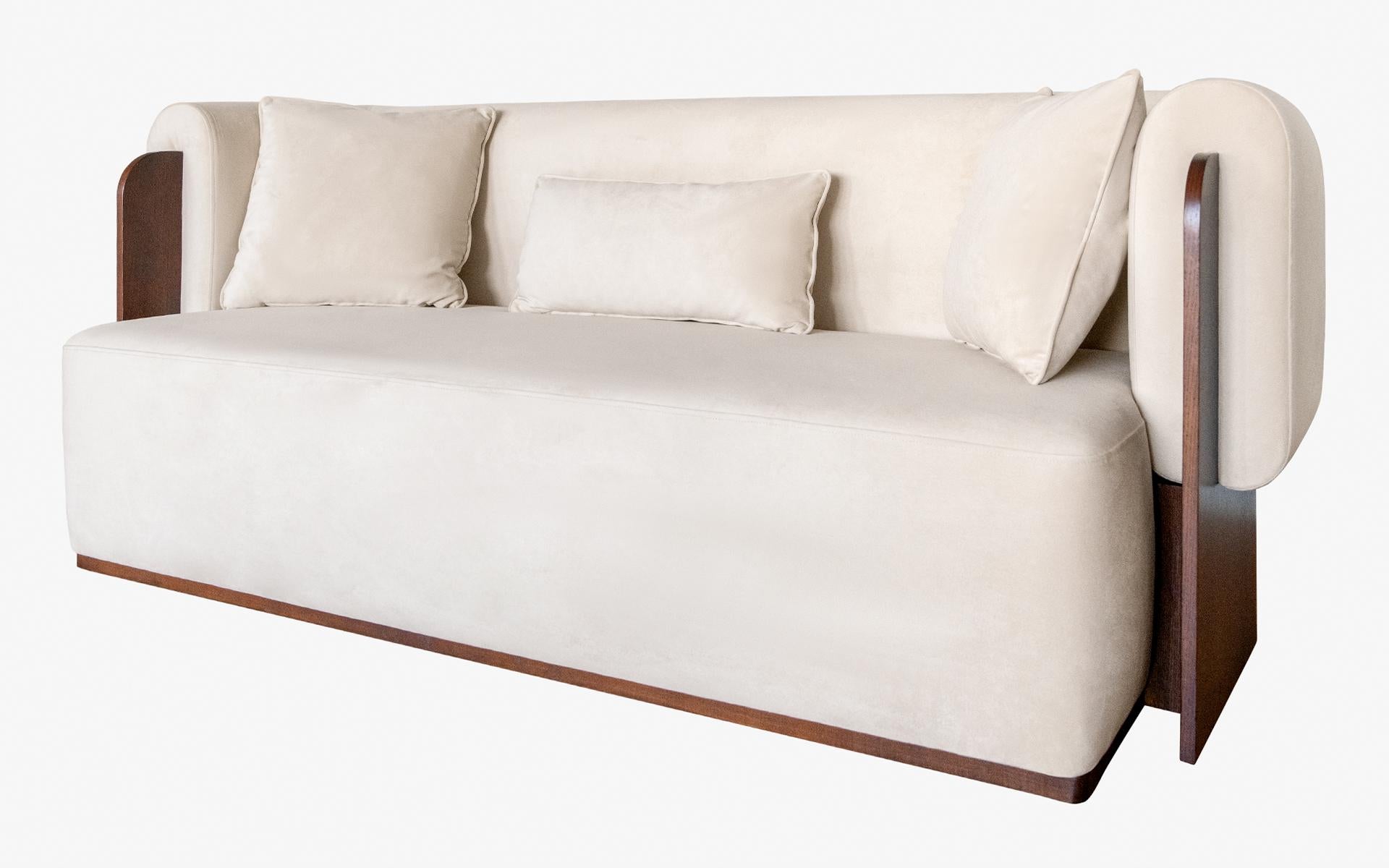 Baika 3 seater sofa, elegantly encased in dark chestnut wood, becomes the most understated yet striking piece in your home. This unique sofa captivates attention with its distinctive design.

With its soft seat cushions and comfortable backrest,