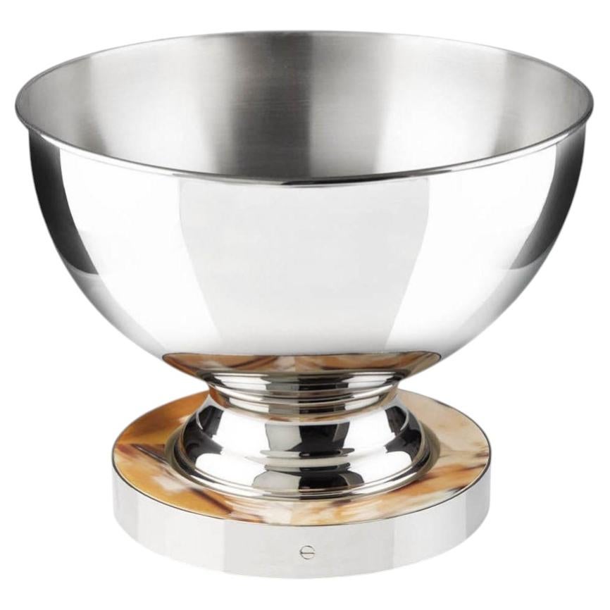 Baikal Champagne Bowl in Stainless Steel, Horn & Chromed Brass by Arcahorn