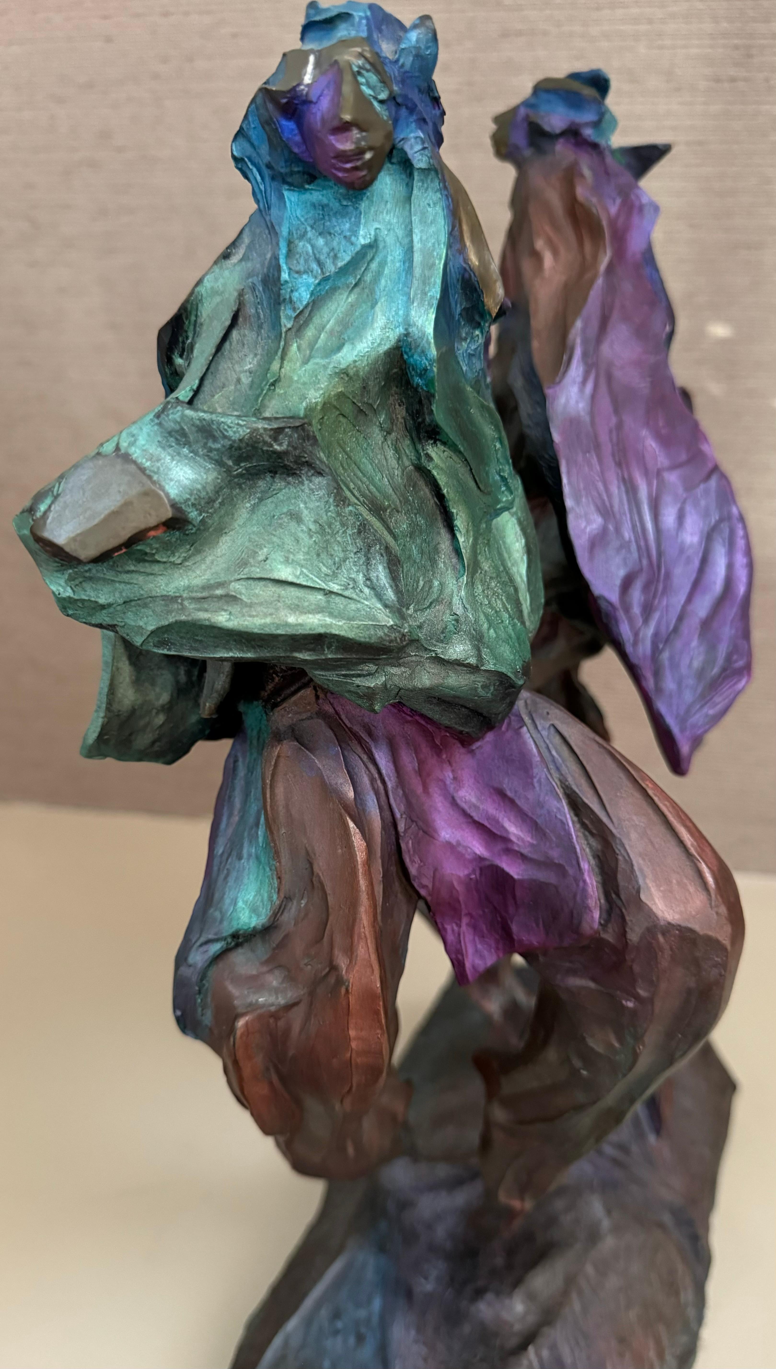 Americano Statua in bronzo policromo 