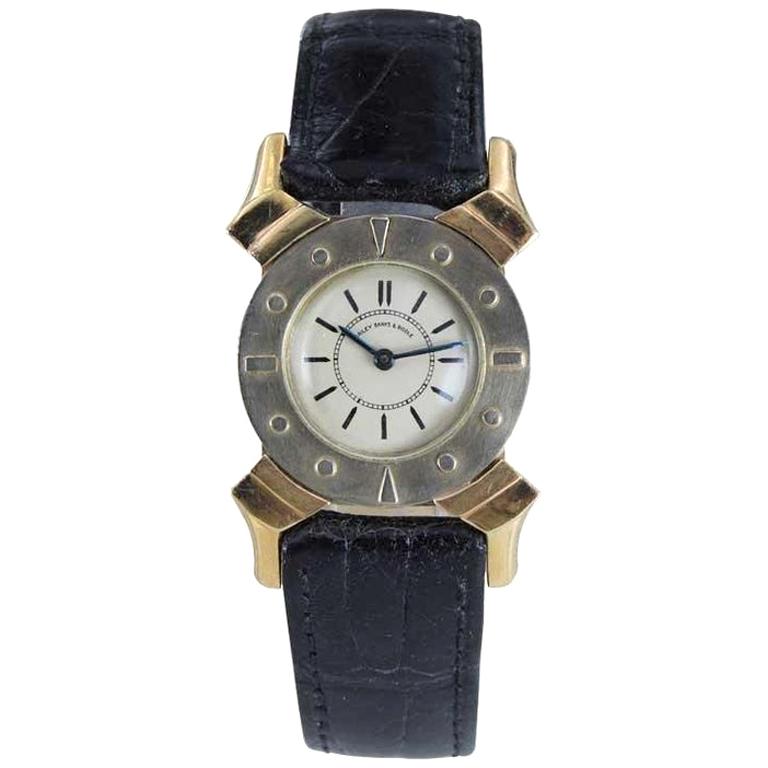 Bailey Banks and Biddle 14 Karat Solid Gold Two-Tone Art Deco Watch, circa 1930s