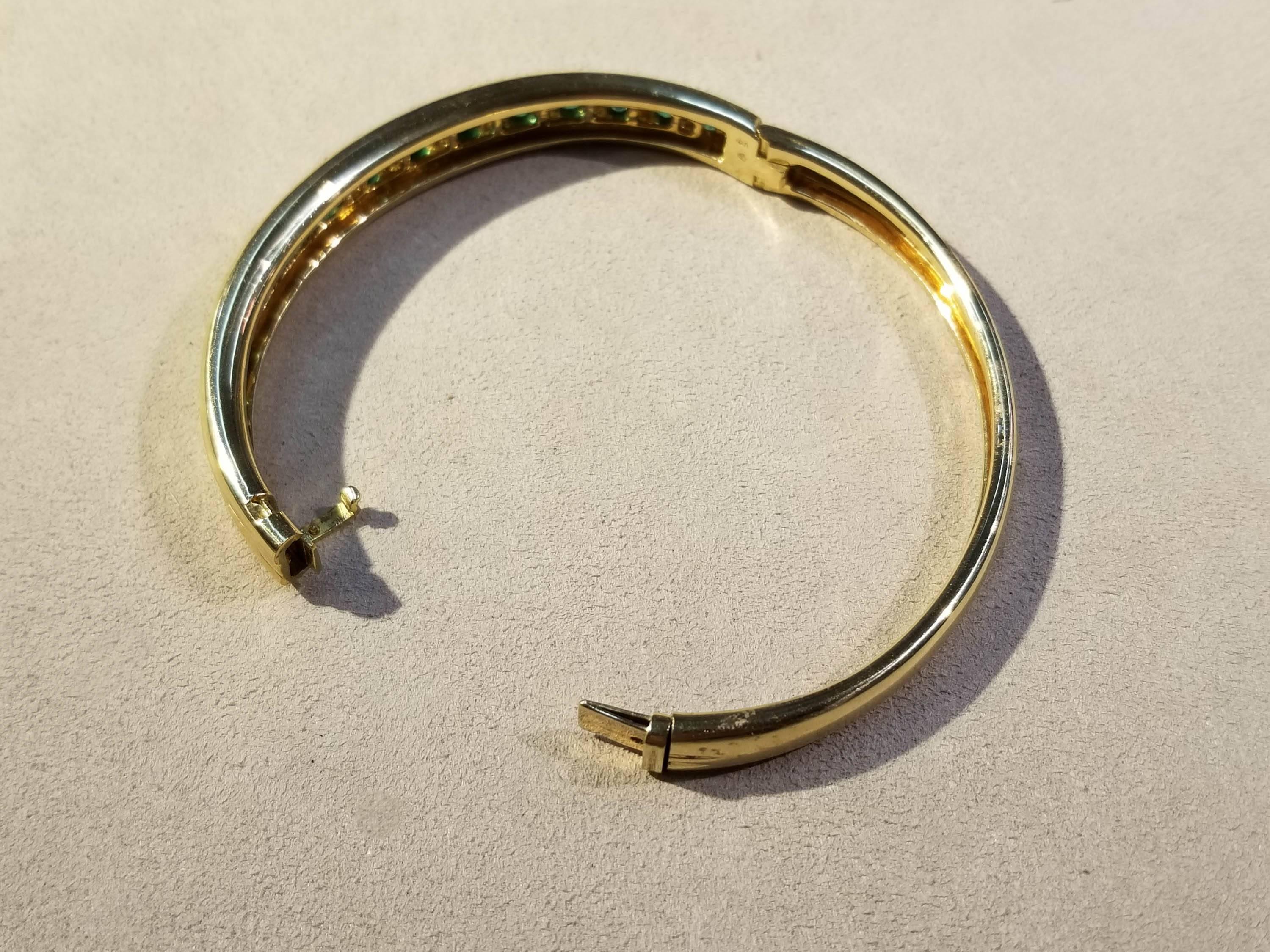 Bailey Banks and Biddle 18 Karat Yellow Gold Emerald and Diamond Bracelet For Sale 1