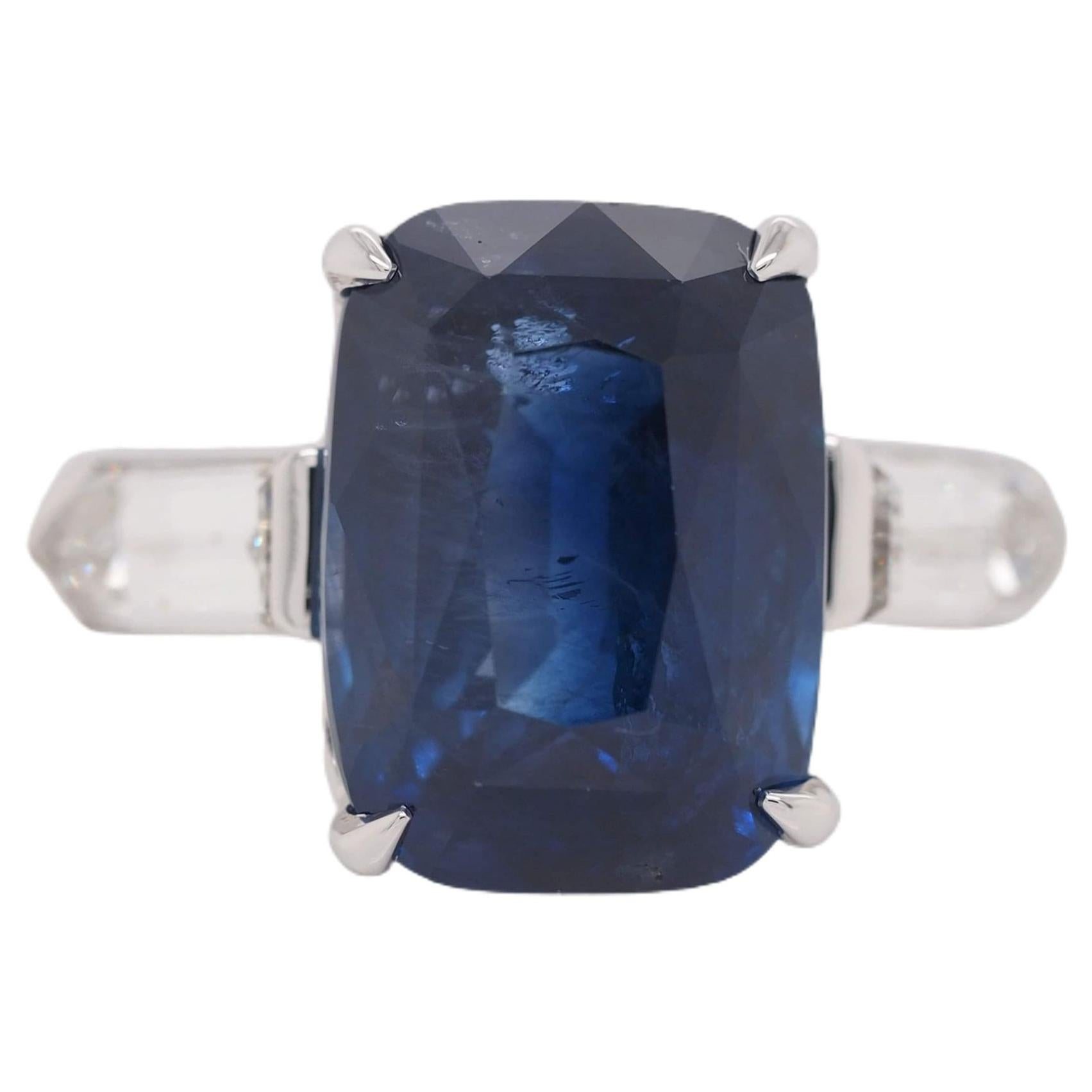 Bailey Banks and Biddle 6.97 Carat Sri Lanka Cushion Sapphire Diamond Ring GIA For Sale