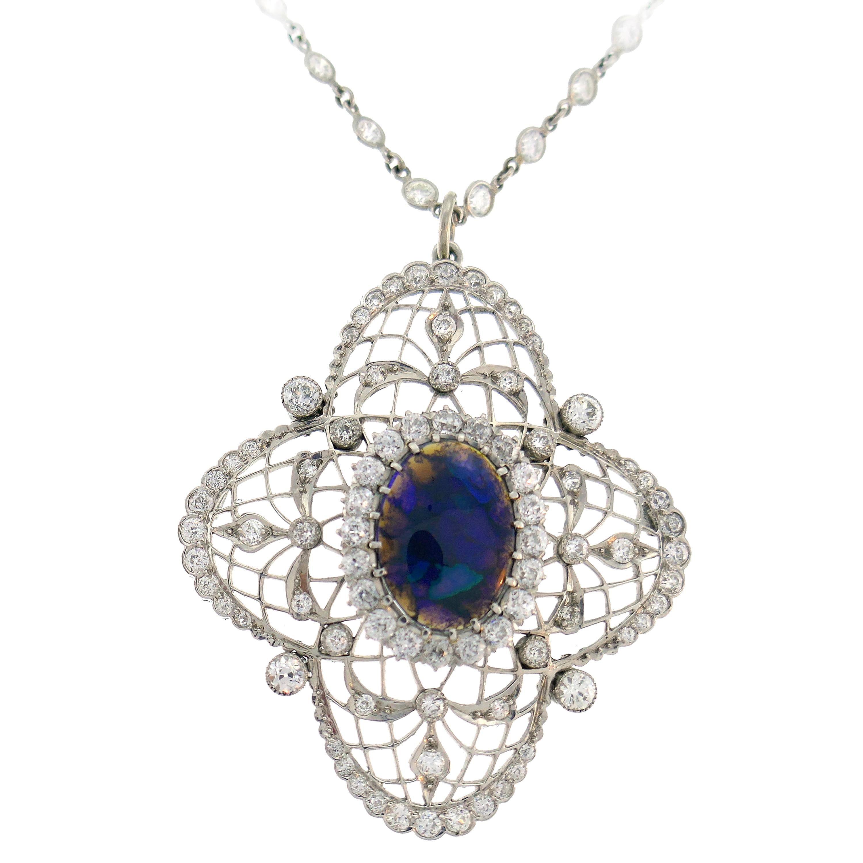 Bailey Banks and Biddle Opal Pendant Necklace on Diamond Platinum Chain