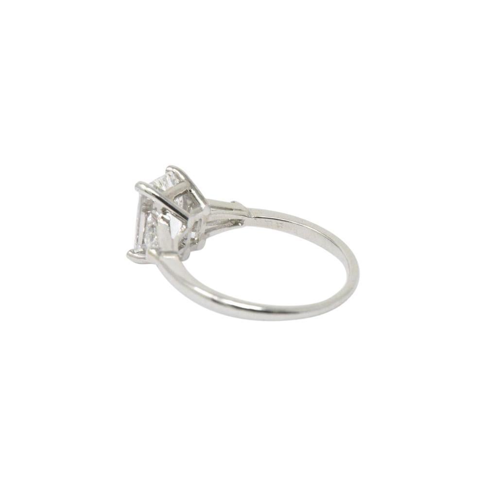 Retro Bailey Banks and Biddle Platinum 1.93 Carat Emerald Cut Diamond Engagement Ring