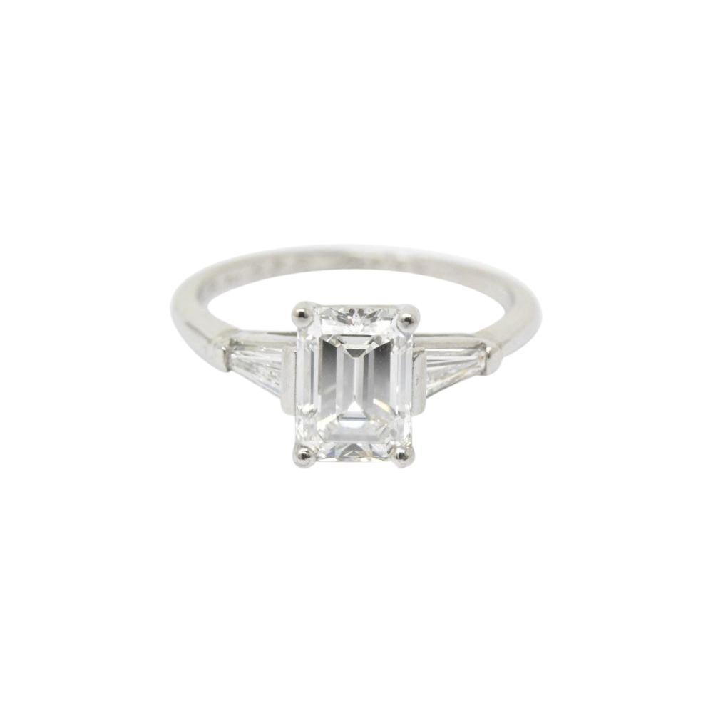 Women's or Men's Bailey Banks and Biddle Platinum 1.93 Carat Emerald Cut Diamond Engagement Ring