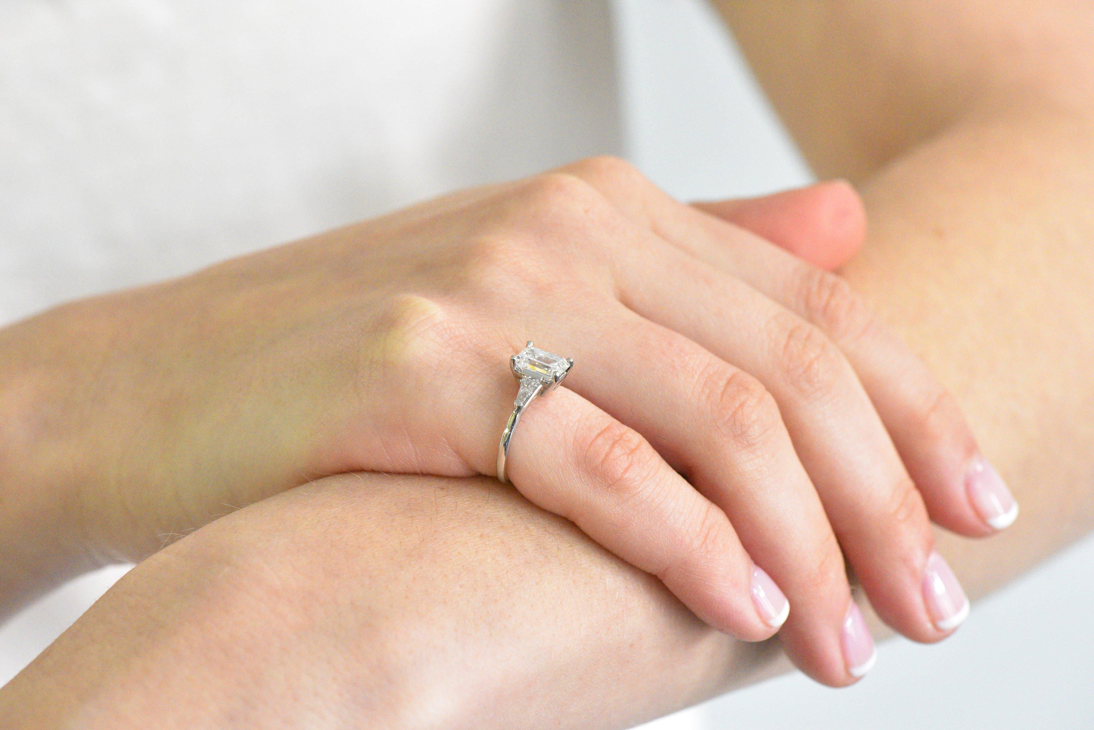 Bailey Banks and Biddle Platinum 1.93 Carat Emerald Cut Diamond Engagement Ring 1