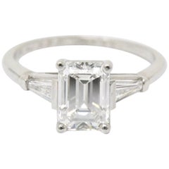 Bailey Banks and Biddle Platinum 1.93 Carat Emerald Cut Diamond Engagement Ring