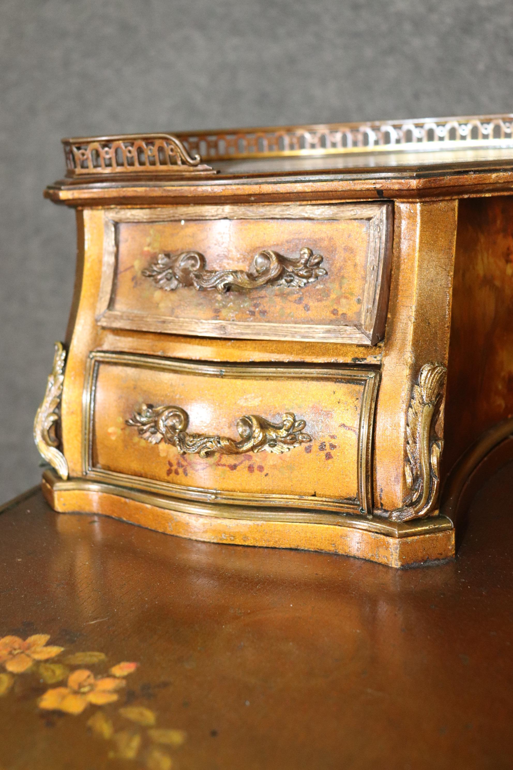Bailey Banks and Biddle Vernis Martin Painted Desk on Gilded Background Louis XV 6