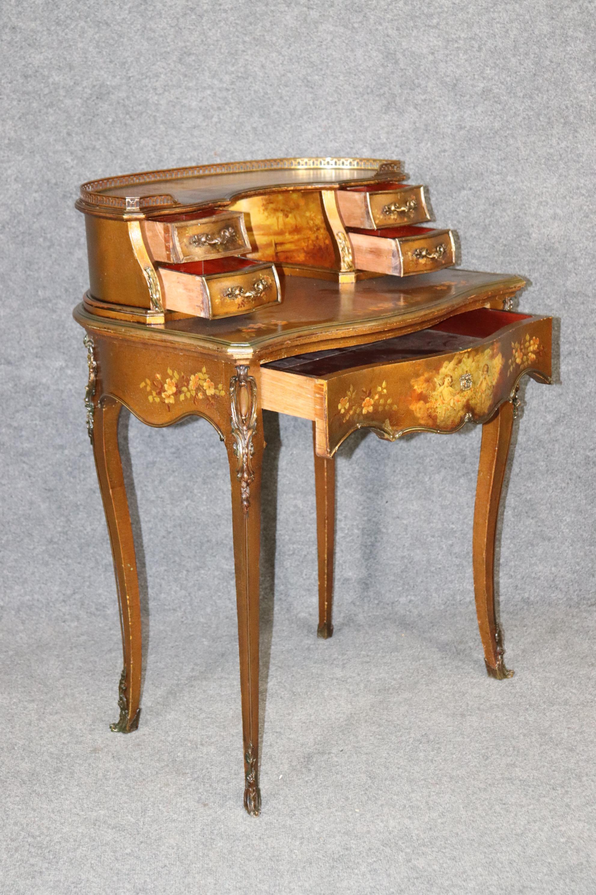 Bailey Banks and Biddle Vernis Martin Painted Desk on Gilded Background Louis XV 1