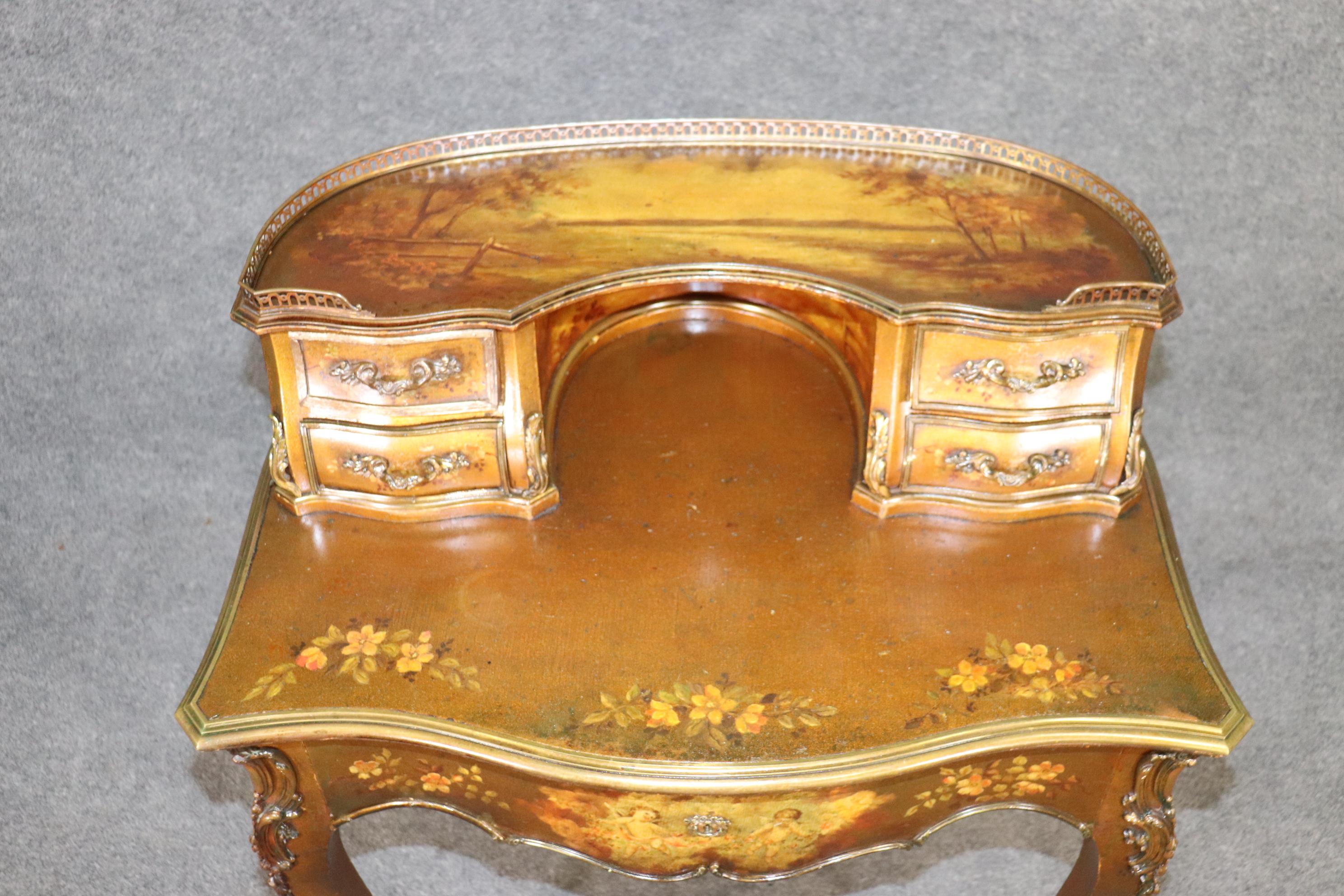 Bailey Banks and Biddle Vernis Martin Painted Desk on Gilded Background Louis XV 2