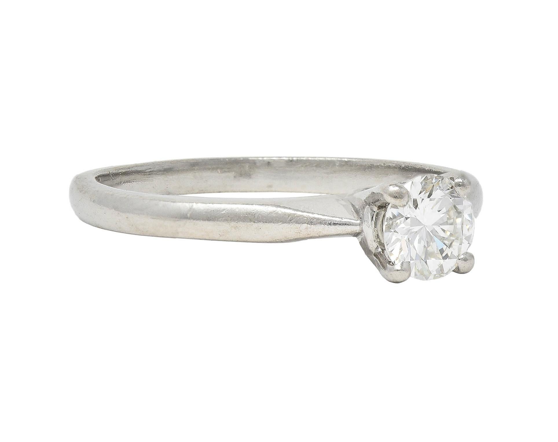 Square Cut Bailey Banks & Biddle 0.45 CTW Platinum Vintage Solitaire Engagement Ring