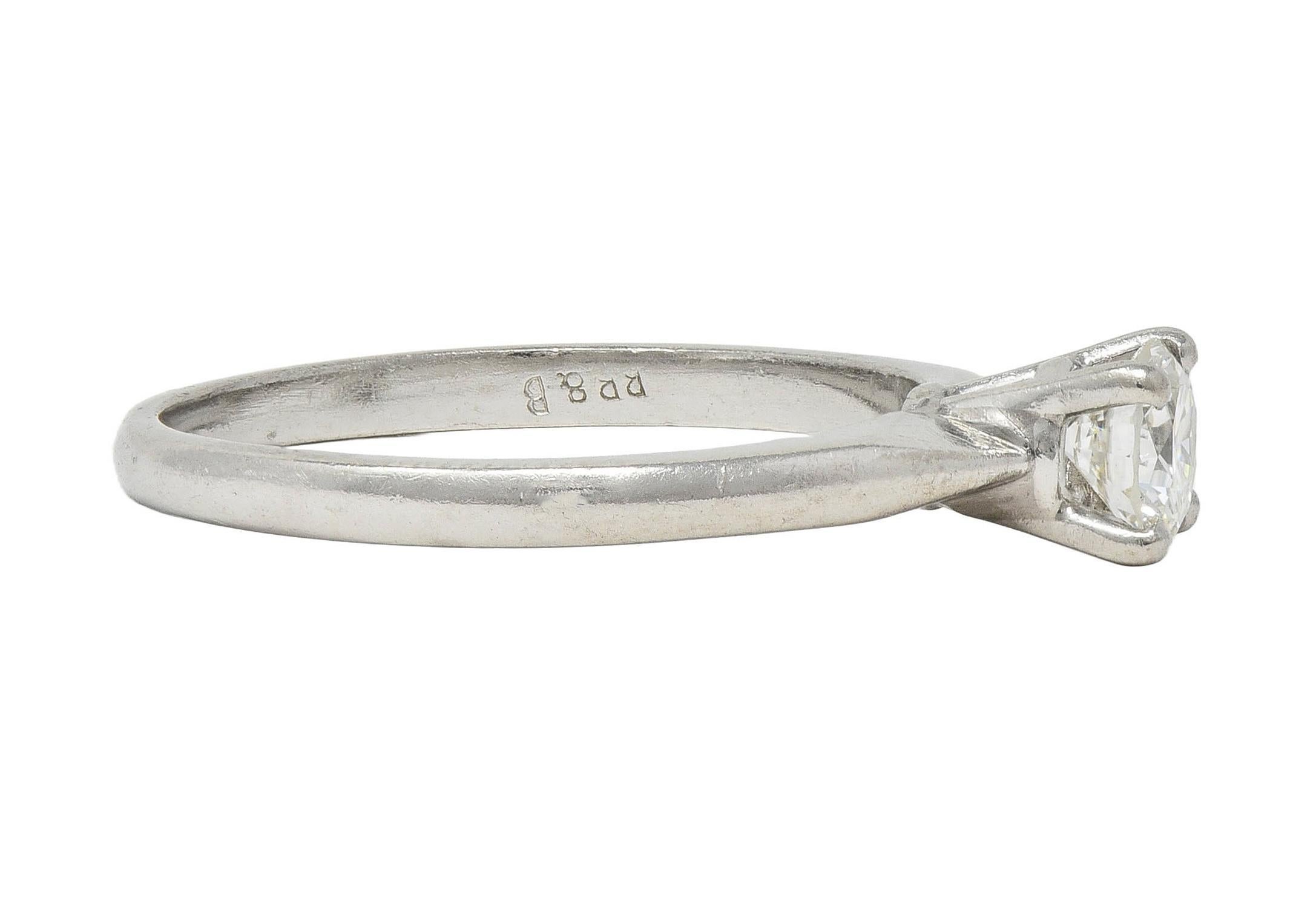 Bailey Banks & Biddle 0.45 CTW Platinum Vintage Solitaire Engagement Ring In Excellent Condition In Philadelphia, PA
