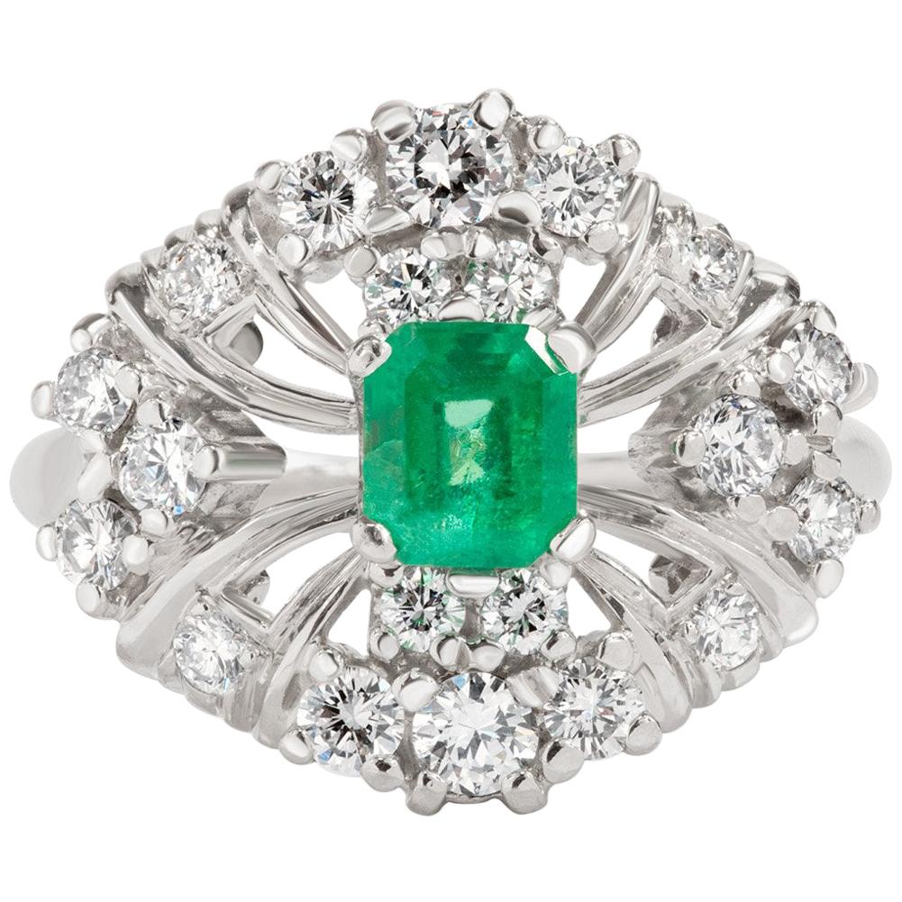 Bailey Banks & Biddle 0.50 Carat Emerald and Diamond Ring in Platinum