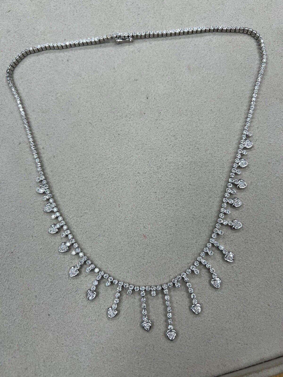 Women's or Men's BAILEY BANKS & BIDDLE 18k White Gold & Diamond Heart Necklace w/Pouch Appraisal For Sale