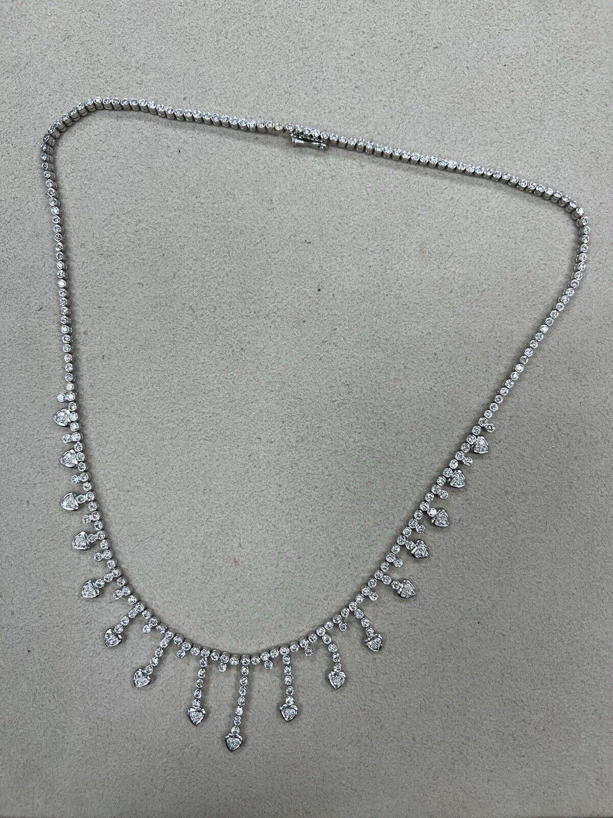 BAILEY BANKS & BIDDLE 18k White Gold & Diamond Heart Necklace w/Pouch Appraisal For Sale 3