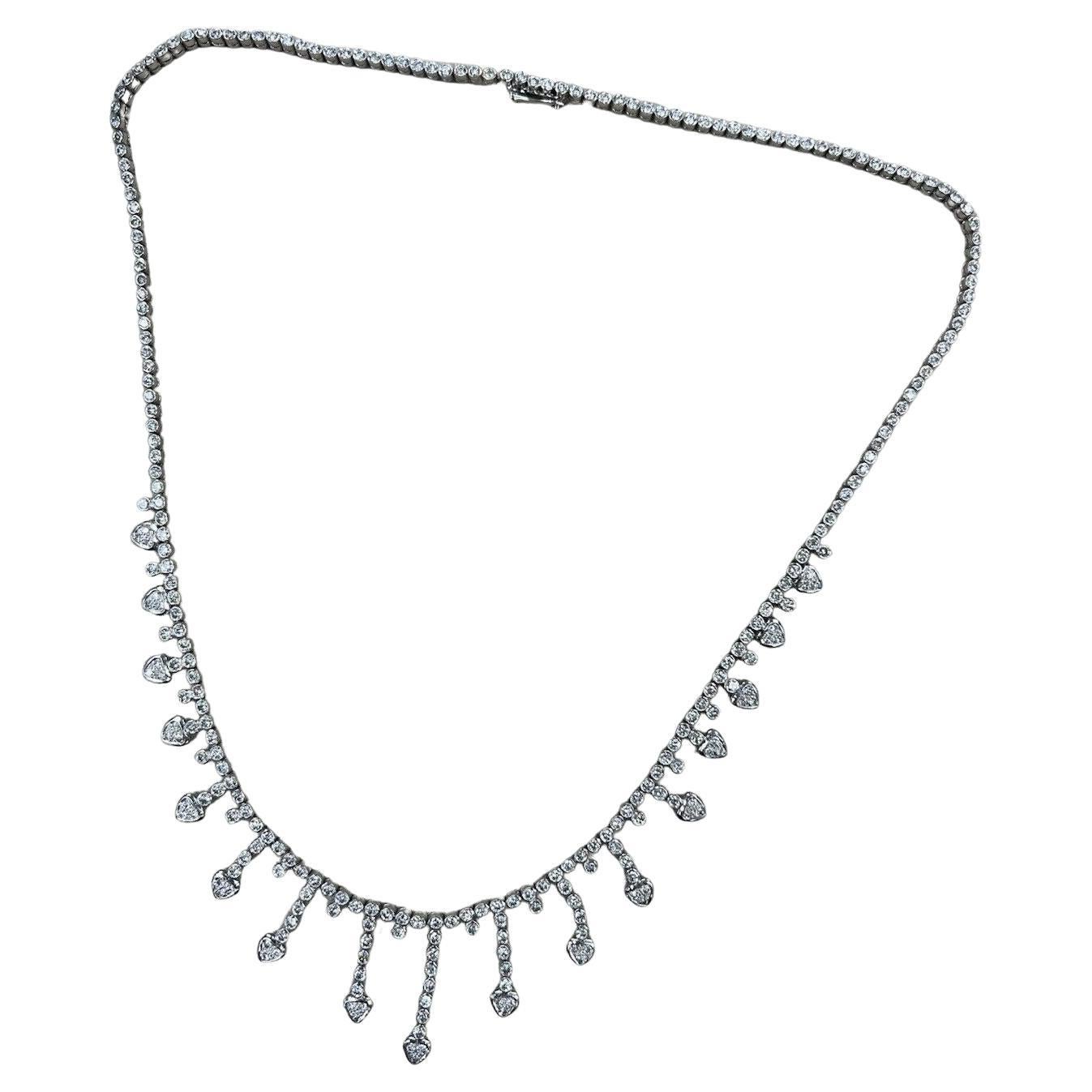 BAILEY BANKS & BIDDLE 18k White Gold & Diamond Heart Necklace w/Pouch Appraisal