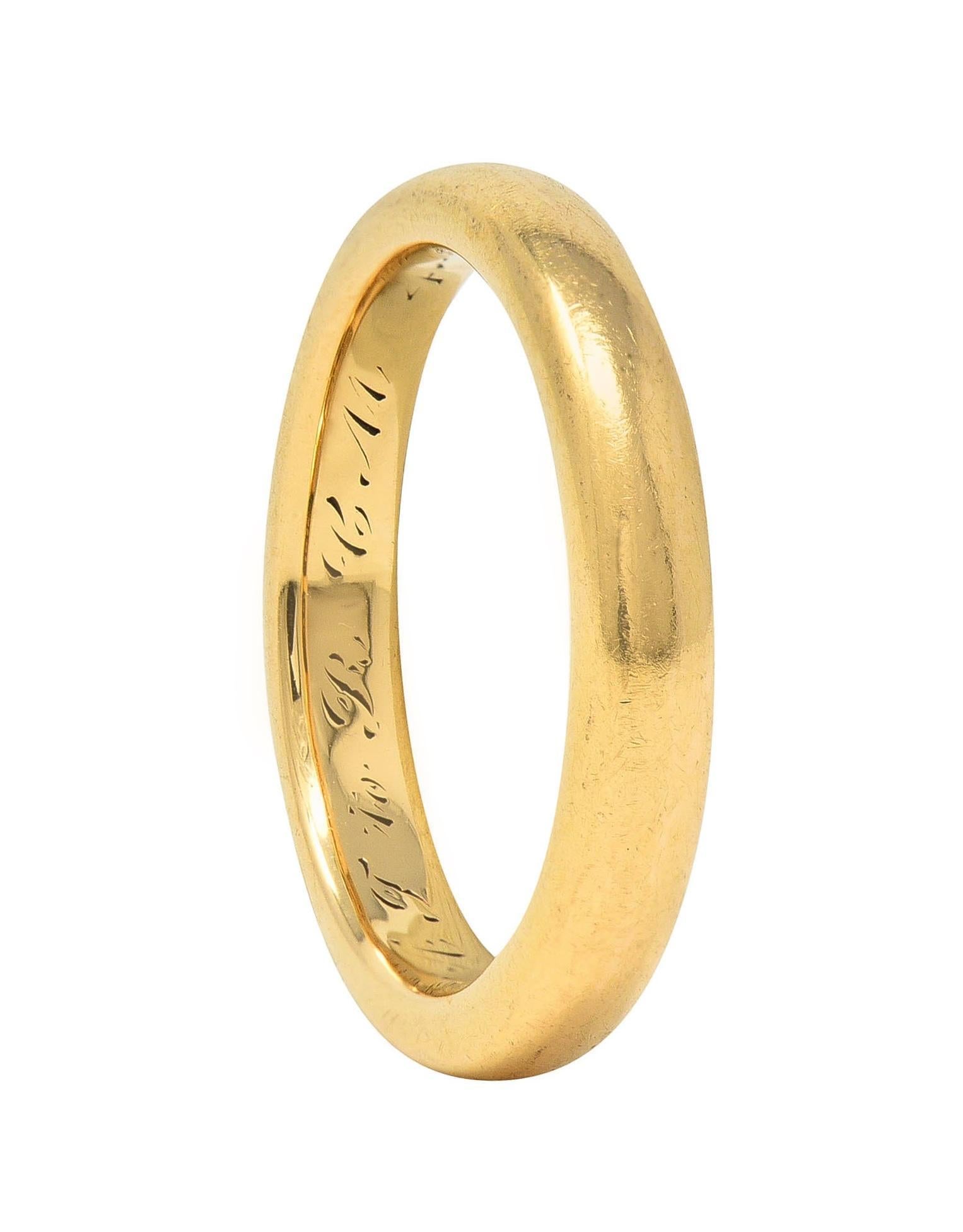 Bailey Banks & Biddle 1915 18 Karat Yellow Gold Antique Wedding Band Ring 7