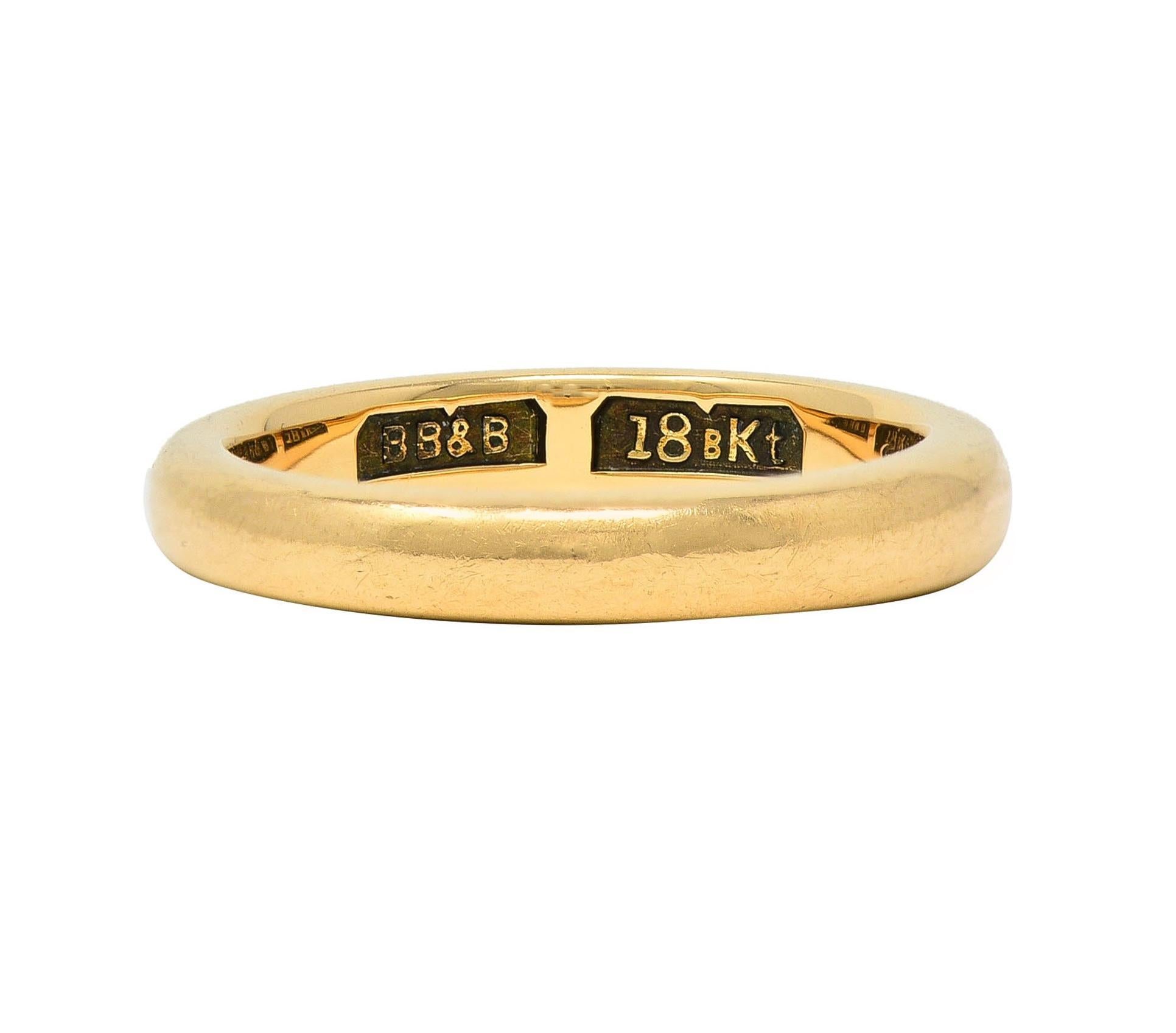 Bailey Banks & Biddle 1915 18 Karat Yellow Gold Antique Wedding Band Ring In Excellent Condition In Philadelphia, PA