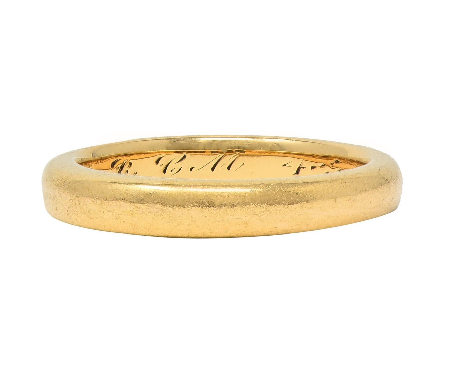 Women's or Men's Bailey Banks & Biddle 1915 18 Karat Yellow Gold Antique Wedding Band Ring